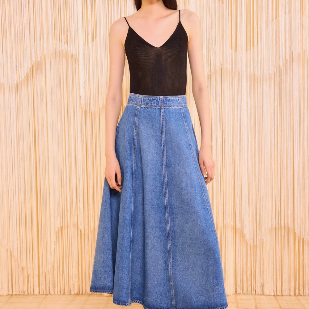 ULLA JOHNSON The Uma Midi Denim Skirt NWT